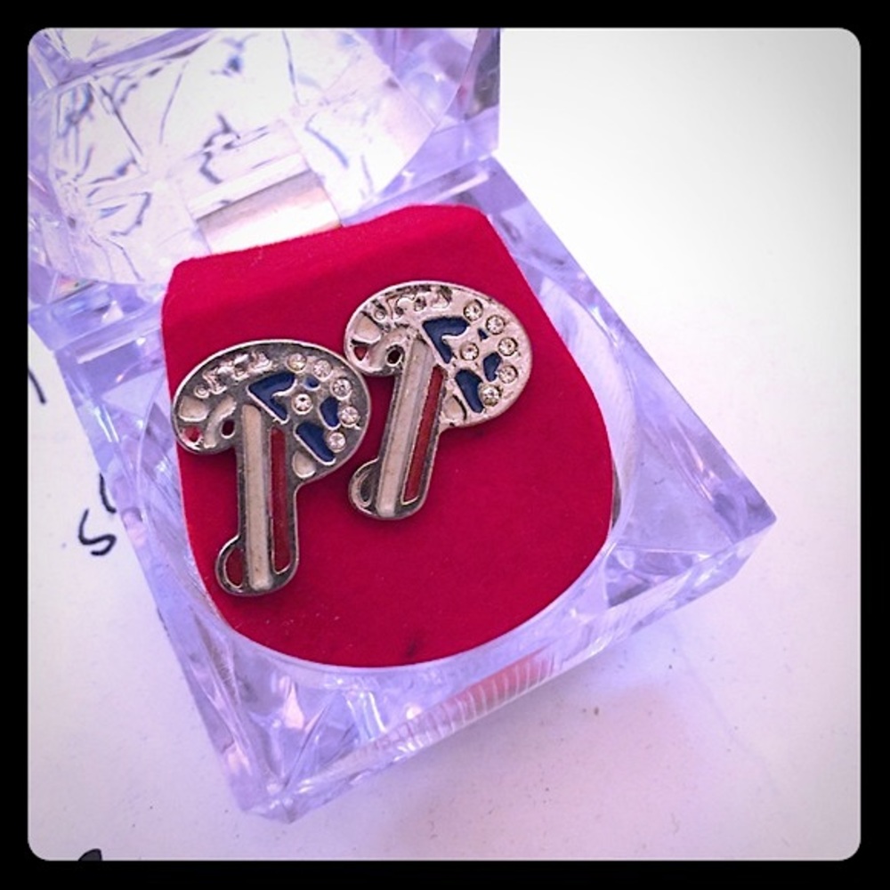 Puerto Rican Flag P Earrings CZ Vintage Icy Urban Streetwear NEW in Crystal Case
